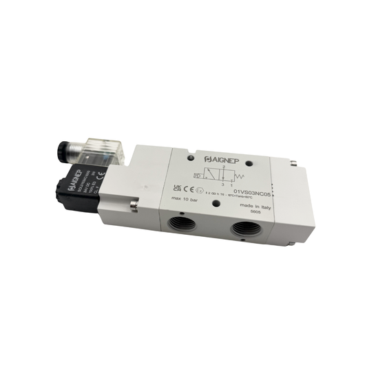 Electroválvula de 1/8", 3/2 Vías + Conector + Bobina | Aignep