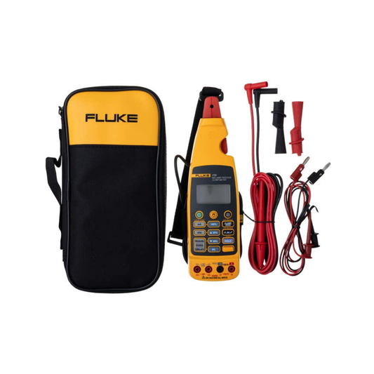 Fluke 773 midiendo señal de lazo de corriente 4-20 mA en circuito de proceso industrial sin interrumpir el sistema