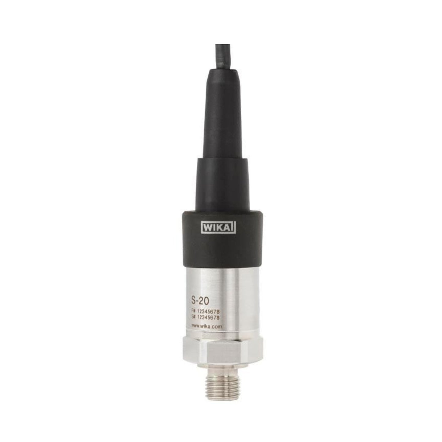 WIKA S-20 (9073930) Transmisor de Presión Hidráulica y Neumática Acero Inoxidable - Vista lateral con conexión