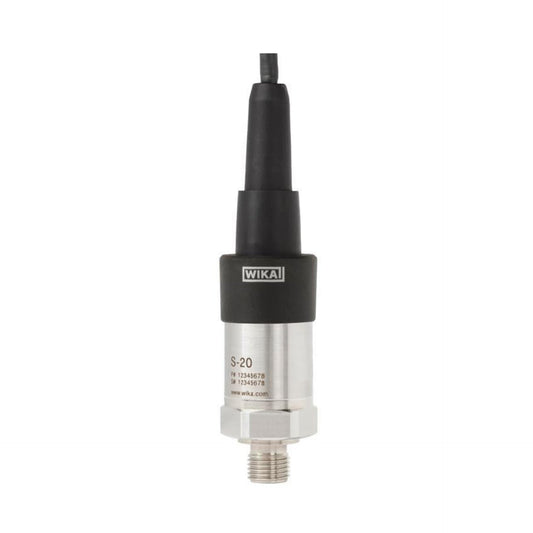WIKA S-20 (9073930) Transmisor de Presión Hidráulica y Neumática Acero Inoxidable - Vista lateral con conexión
