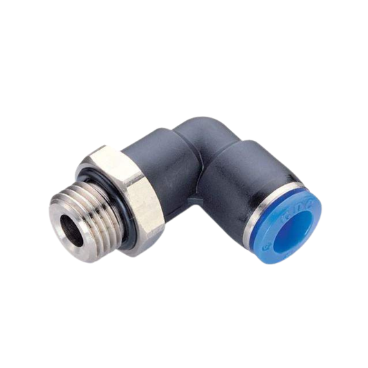 Racor tipo codo con rosca corta CDC Pneumatics - Vista frontal