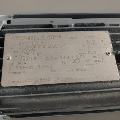 MOTOR CON CAJA REDUCTORA 0.75 KW