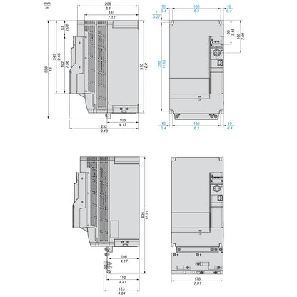 Schneider Electric ATV320D11N4B VFD 11 kW 500V trifásico STO SIL3 - Detalle de etiqueta y terminales