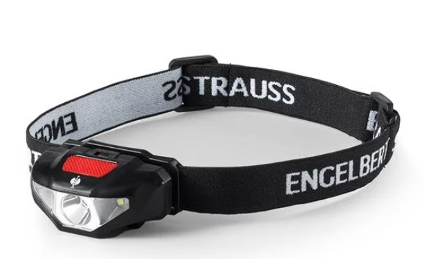 Headlamp LED Strauss con 3 modos de iluminación, protección IPX4 y autonomía hasta 20 horas, uso industrial y outdoor