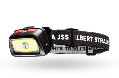 Lámpara de cabeza LED Strauss HL65/HL180 con sensor de movimiento, cinta elástica ajustable y cabezal pivotante
