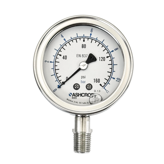 Manómetro acero inoxidable conexión 1/2 NPT modelo 8009S Ashcroft - Vista frontal