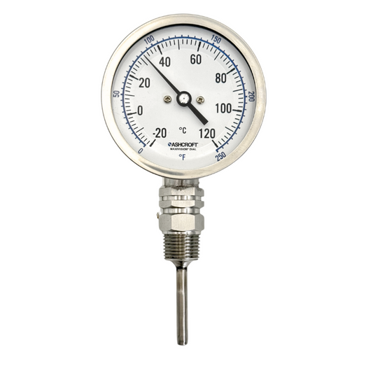TERMÓMETRO DE ACERO INOXIDABLE ASHCROFT MODELO E - 1/2" NPT
