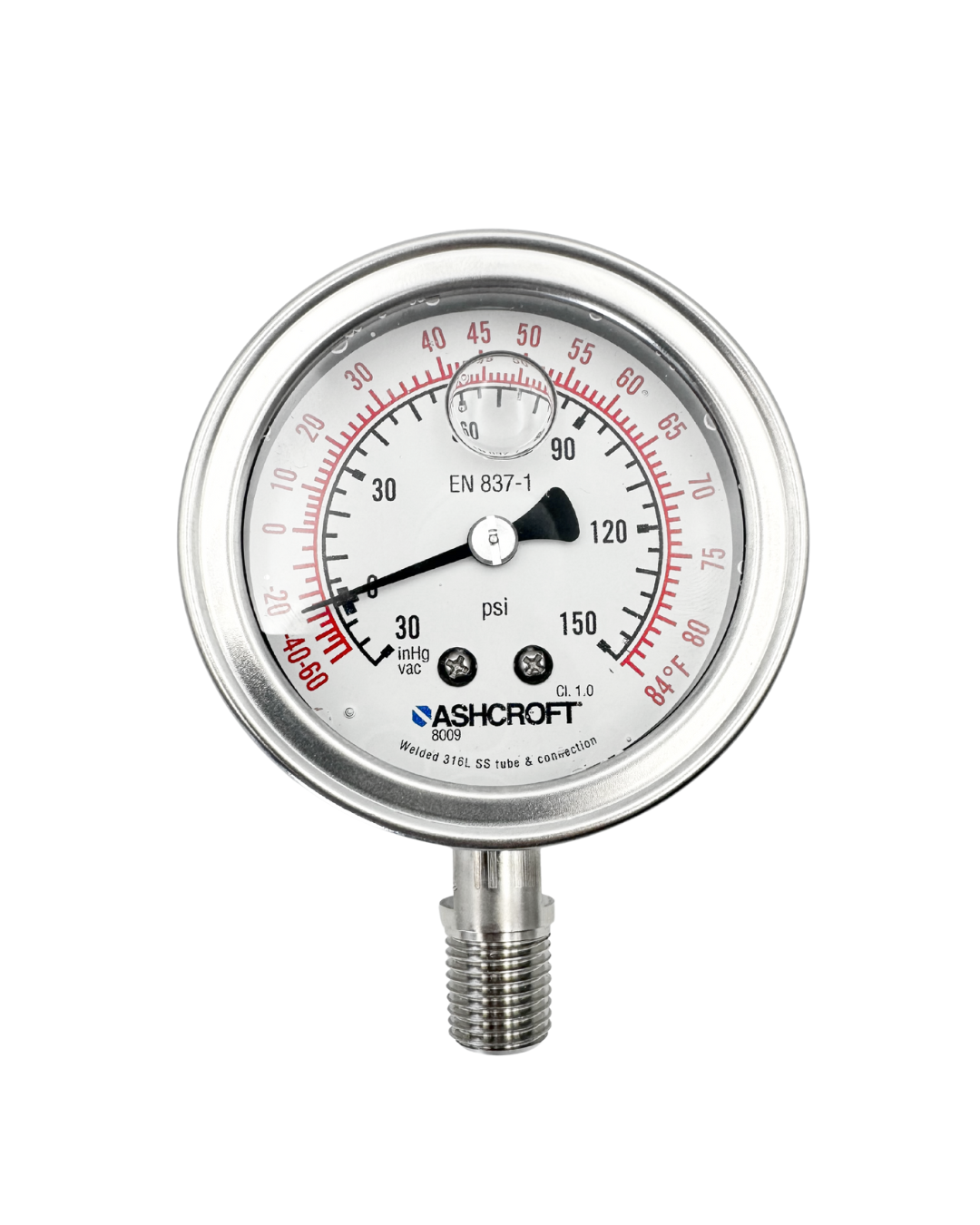 MANOMETRO PARA AMONICO DE ACERO INOXIDABLE 1/4" NPT - ASHCROFT 8009S