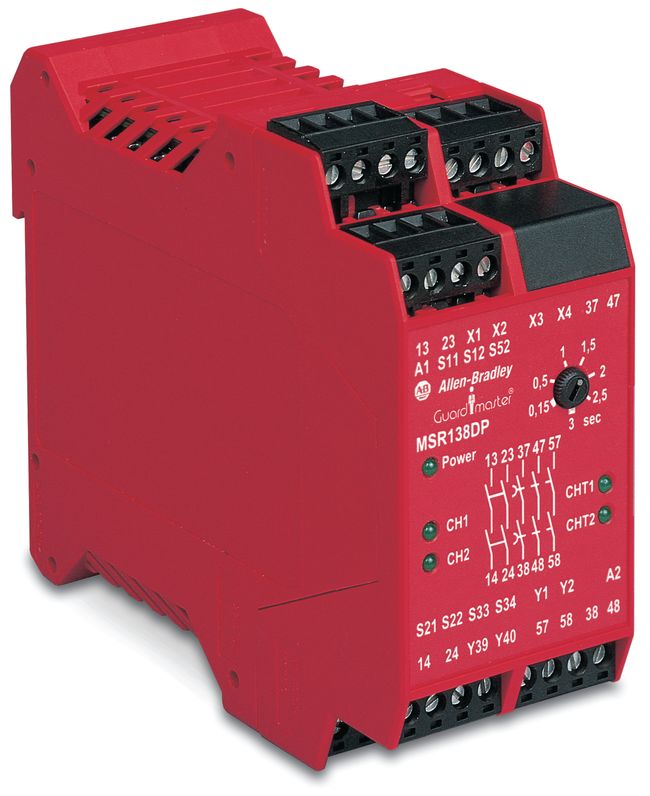 Relé de seguridad Allen-Bradley Guardmaster 440R-M23084, 24V DC/AC, 45mm, riel DIN, terminales extraíbles, para E-Stop y sensores de seguridad